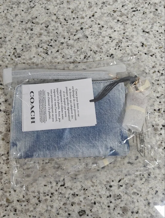 Coach Corner Zip Wristlet In Loved Denim With Charms - Picture 6 of 8